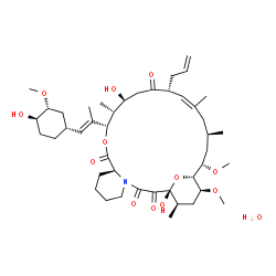 ChemSpider 2D Image | (1R,9S,12S,13R,14S,17R,18Z,21R,23S,24R,25S,27R)-17-Allyl-1,14-dihydroxy-12-{(1E)-1-[(1R,3R,4R)-4-hydroxy-3-methoxycyclohexyl]-1-propen-2-yl}-23,25-dimethoxy-13,19,21,27-tetramethyl-11,28-dioxa-4-azatr
icyclo[22.3.1.0~4,9~]octacos-18-ene-2,3,10,16-tetrone hydrate (1:1) | C44H71NO13