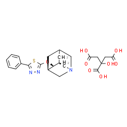 ChemSpider 2D Image | (3R,5S)-4-[(5-Phenyl-1,3,4-thiadiazol-2-yl)oxy]-1-azatricyclo[3.3.1.1~3,7~]decane 2-hydroxy-1,2,3-propanetricarboxylate (1:1) | C23H27N3O8S
