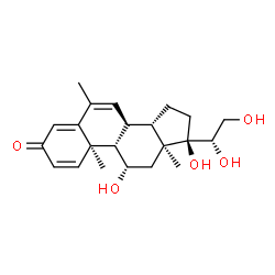 ChemSpider 2D Image | (20S)-6,7-didehydro-20-hydroxy-6-methylprednisolone | C22H30O5