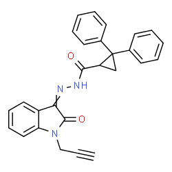 ChemSpider 2D Image | N'-[2-Oxo-1-(2-propyn-1-yl)-1,2-dihydro-3H-indol-3-ylidene]-2,2-diphenylcyclopropanecarbohydrazide | C27H21N3O2