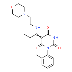 ChemSpider 2D Image | 1-(2-Methylphenyl)-5-(1-{[2-(4-morpholinyl)ethyl]amino}propylidene)-2,4,6(1H,3H,5H)-pyrimidinetrione | C20H26N4O4