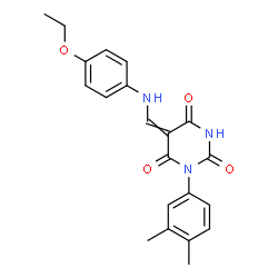 ChemSpider 2D Image | 1-(3,4-Dimethylphenyl)-5-{[(4-ethoxyphenyl)amino]methylene}-2,4,6(1H,3H,5H)-pyrimidinetrione | C21H21N3O4