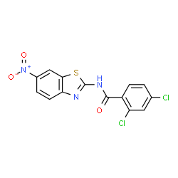 ChemSpider 2D Image | 2,4-Dichloro-N-(6-nitro-1,3-benzothiazol-2-yl)benzamide | C14H7Cl2N3O3S