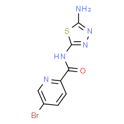 ChemSpider 2D Image | N-(5-Amino-1,3,4-thiadiazol-2-yl)-5-bromo-2-pyridinecarboxamide | C8H6BrN5OS