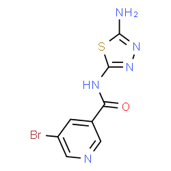 ChemSpider 2D Image | N-(5-Amino-1,3,4-thiadiazol-2-yl)-5-bromonicotinamide | C8H6BrN5OS