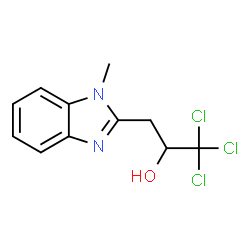 ChemSpider 2D Image | Propan-2-ol, 1,1,1-trichloro-3-(1-methyl-2-benzimidazolyl)- | C11H11Cl3N2O