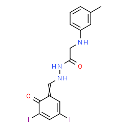 ChemSpider 2D Image | N'-[(3,5-Diiodo-6-oxo-2,4-cyclohexadien-1-ylidene)methyl]-2-[(3-methylphenyl)amino]acetohydrazide | C16H15I2N3O2