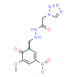 ChemSpider 2D Image | N'-[(5-Methoxy-3-nitro-6-oxo-2,4-cyclohexadien-1-ylidene)methyl]-2-(1H-tetrazol-1-yl)acetohydrazide | C11H11N7O5