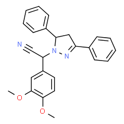 ChemSpider 2D Image | Acetonitrile, 2-(3,4-dimethoxyphenyl)-2-(3,5-diphenyl-2-pyrazolin-1-yl)- | C25H23N3O2