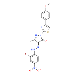 ChemSpider 2D Image | 4-[(2-Bromo-4-nitrophenyl)hydrazono]-2-[4-(4-methoxyphenyl)-1,3-thiazol-2-yl]-5-methyl-2,4-dihydro-3H-pyrazol-3-one | C20H15BrN6O4S