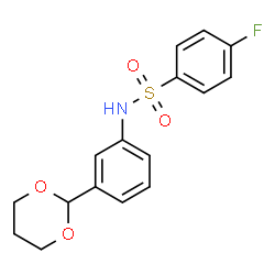 ChemSpider 2D Image | N-[3-(1,3-Dioxan-2-yl)phenyl]-4-fluorobenzenesulfonamide | C16H16FNO4S