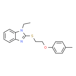 ChemSpider 2D Image | 1-Ethyl-2-(2-p-tolyloxy-ethylsulfanyl)-1H-benzoimidazole | C18H20N2OS