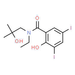 ChemSpider 2D Image | N-Ethyl-2-hydroxy-N-(2-hydroxy-2-methylpropyl)-3,5-diiodobenzamide | C13H17I2NO3