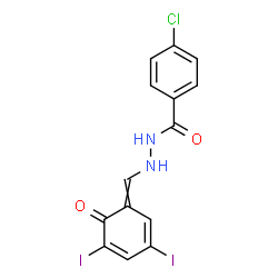 ChemSpider 2D Image | 4-Chloro-N'-[(3,5-diiodo-6-oxo-2,4-cyclohexadien-1-ylidene)methyl]benzohydrazide | C14H9ClI2N2O2