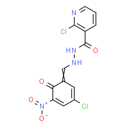 ChemSpider 2D Image | 2-Chloro-N'-[(3-chloro-5-nitro-6-oxo-2,4-cyclohexadien-1-ylidene)methyl]nicotinohydrazide | C13H8Cl2N4O4