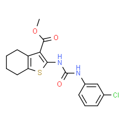 ChemSpider 2D Image | Methyl 2-{[(3-chlorophenyl)carbamoyl]amino}-4,5,6,7-tetrahydro-1-benzothiophene-3-carboxylate | C17H17ClN2O3S