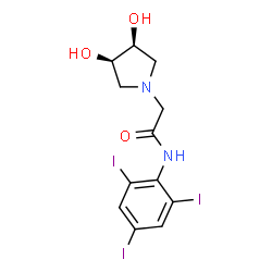 ChemSpider 2D Image | 2-[(3R,4S)-3,4-Dihydroxy-1-pyrrolidinyl]-N-(2,4,6-triiodophenyl)acetamide | C12H13I3N2O3