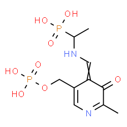 ChemSpider 2D Image | {1-[({2-Methyl-3-oxo-5-[(phosphonooxy)methyl]-4(3H)-pyridinylidene}methyl)amino]ethyl}phosphonic acid | C10H16N2O8P2