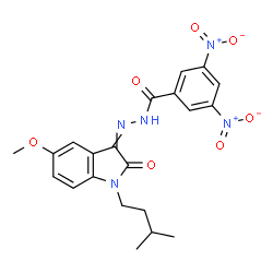 ChemSpider 2D Image | N'-[5-Methoxy-1-(3-methylbutyl)-2-oxo-1,2-dihydro-3H-indol-3-ylidene]-3,5-dinitrobenzohydrazide | C21H21N5O7
