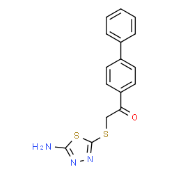 ChemSpider 2D Image | 2-[(5-Amino-1,3,4-thiadiazol-2-yl)sulfanyl]-1-(4-biphenylyl)ethanone | C16H13N3OS2