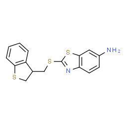 ChemSpider 2D Image | 2-[(2,3-Dihydro-1-benzothiophen-3-ylmethyl)sulfanyl]-1,3-benzothiazol-6-amine | C16H14N2S3