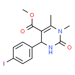 ChemSpider 2D Image | Methyl 4-(4-iodophenyl)-1,6-dimethyl-2-oxo-1,2,3,4-tetrahydro-5-pyrimidinecarboxylate | C14H15IN2O3