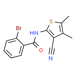 ChemSpider 2D Image | 2-Bromo-N-(3-cyano-4,5-dimethyl-2-thienyl)benzamide | C14H11BrN2OS