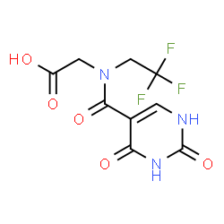 ChemSpider 2D Image | N-[(2,4-Dioxo-1,2,3,4-tetrahydro-5-pyrimidinyl)carbonyl]-N-(2,2,2-trifluoroethyl)glycine | C9H8F3N3O5