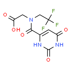 ChemSpider 2D Image | N-[(2,6-Dioxo-1,2,3,6-tetrahydro-4-pyrimidinyl)carbonyl]-N-(2,2,2-trifluoroethyl)glycine | C9H8F3N3O5