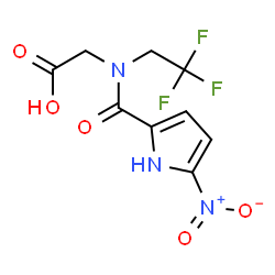 ChemSpider 2D Image | N-[(5-Nitro-1H-pyrrol-2-yl)carbonyl]-N-(2,2,2-trifluoroethyl)glycine | C9H8F3N3O5