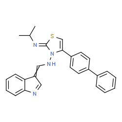 ChemSpider 2D Image | (2Z)-4-(4-Biphenylyl)-N-(3H-indol-3-ylidenemethyl)-2-(isopropylimino)-1,3-thiazol-3(2H)-amine | C27H24N4S