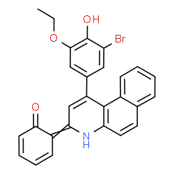 ChemSpider 2D Image | 6-[1-(3-Bromo-5-ethoxy-4-hydroxyphenyl)benzo[f]quinolin-3(4H)-ylidene]-2,4-cyclohexadien-1-one | C27H20BrNO3