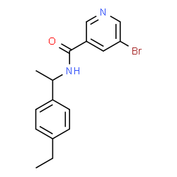 ChemSpider 2D Image | 5-Bromo-N-[1-(4-ethylphenyl)ethyl]nicotinamide | C16H17BrN2O