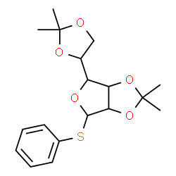 ChemSpider 2D Image | 4-(2,2-Dimethyl-1,3-dioxolan-4-yl)-2,2-dimethyl-6-(phenylsulfanyl)tetrahydrofuro[3,4-d][1,3]dioxole | C18H24O5S