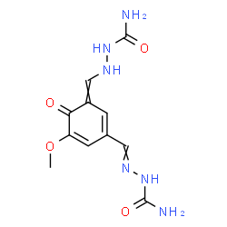 ChemSpider 2D Image | 2,2'-[(5-Methoxy-4-oxo-1,5-cyclohexadien-1-yl-3-ylidene)dimethylylidene]dihydrazinecarboxamide | C11H14N6O4
