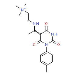 ChemSpider 2D Image | N,N,N-Trimethyl-2-({1-[1-(4-methylphenyl)-2,4,6-trioxotetrahydro-5(2H)-pyrimidinylidene]ethyl}amino)ethanaminium | C18H25N4O3