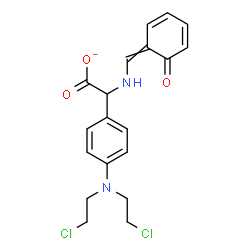 ChemSpider 2D Image | {4-[Bis(2-chloroethyl)amino]phenyl}{[(6-oxo-2,4-cyclohexadien-1-ylidene)methyl]amino}acetate | C19H19Cl2N2O3