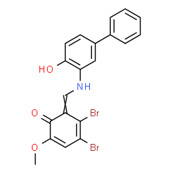 ChemSpider 2D Image | 4,5-Dibromo-6-{[(4-hydroxy-3-biphenylyl)amino]methylene}-2-methoxy-2,4-cyclohexadien-1-one | C20H15Br2NO3