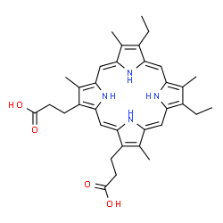 ChemSpider 2D Image | 3,3'-(7,12-Diethyl-3,8,13,17-tetramethyl-22,24-dihydroporphyrin-2,18-diyl)dipropanoic acid | C34H40N4O4