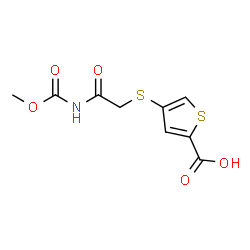 ChemSpider 2D Image | 4-({2-[(Methoxycarbonyl)amino]-2-oxoethyl}sulfanyl)-2-thiophenecarboxylic acid | C9H9NO5S2