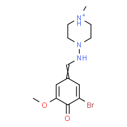 ChemSpider 2D Image | 4-{[(3-Bromo-5-methoxy-4-oxo-2,5-cyclohexadien-1-ylidene)methyl]amino}-1-methylpiperazin-1-ium | C13H19BrN3O2