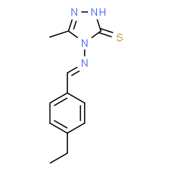 ChemSpider 2D Image | 4-{[(E)-(4-Ethylphenyl)methylene]amino}-5-methyl-4H-1,2,4-triazole-3-thiol | C12H14N4S