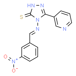 ChemSpider 2D Image | 4-{[(E)-(3-Nitrophenyl)methylene]amino}-5-(pyridin-3-yl)-4H-1,2,4-triazole-3-thiol | C14H10N6O2S