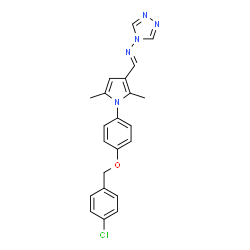 ChemSpider 2D Image | 1-[1-[4-[(4-chlorophenyl)methoxy]phenyl]-2,5-dimethyl-3-pyrrolyl]-N-(1,2,4-triazol-4-yl)methanimine | C22H20ClN5O