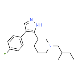 ChemSpider 2D Image | 3-[4-(4-Fluorophenyl)-1H-pyrazol-5-yl]-1-(2-methylbutyl)piperidine | C19H26FN3