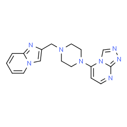ChemSpider 2D Image | 5-[4-(Imidazo[1,2-a]pyridin-2-ylmethyl)-1-piperazinyl][1,2,4]triazolo[4,3-a]pyrimidine | C17H18N8