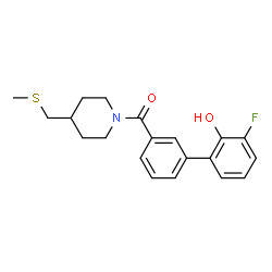 ChemSpider 2D Image | (3'-Fluoro-2'-hydroxy-3-biphenylyl){4-[(methylsulfanyl)methyl]-1-piperidinyl}methanone | C20H22FNO2S