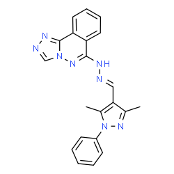ChemSpider 2D Image | 6-{(2E)-2-[(3,5-Dimethyl-1-phenyl-1H-pyrazol-4-yl)methylene]hydrazino}[1,2,4]triazolo[3,4-a]phthalazine | C21H18N8