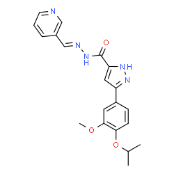 ChemSpider 2D Image | 3-(4-Isopropoxy-3-methoxyphenyl)-N'-[(E)-3-pyridinylmethylene]-1H-pyrazole-5-carbohydrazide | C20H21N5O3