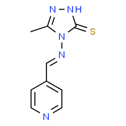 ChemSpider 2D Image | 5-Methyl-4-{[(E)-pyridin-4-ylmethylene]amino}-4H-1,2,4-triazole-3-thiol | C9H9N5S